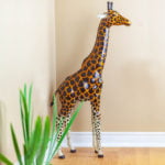 Beautiful Standing Giraffe Figurine made of Genuine Leather